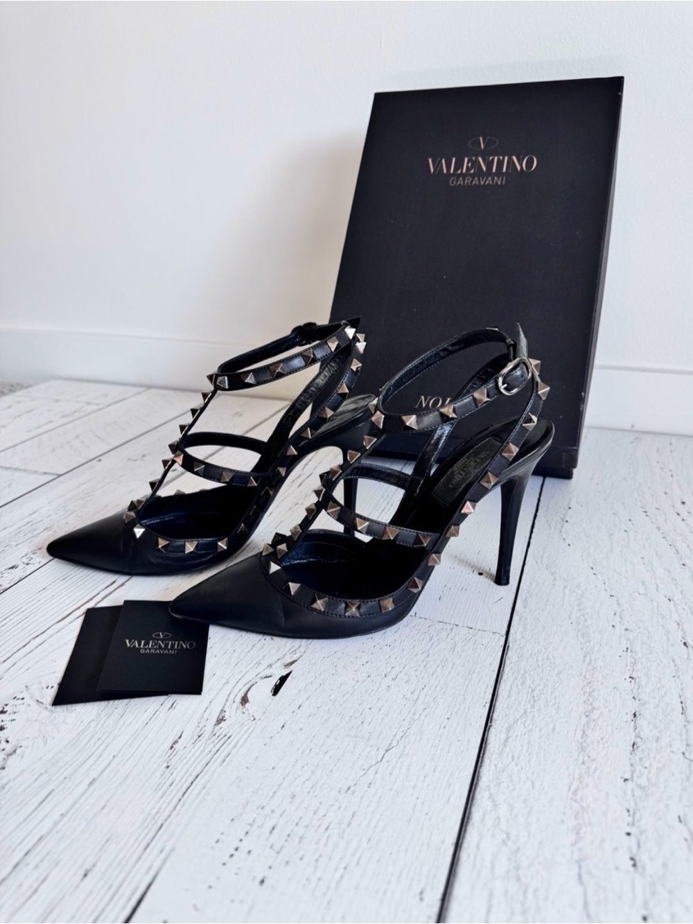 Valentino Garavani - Matte Black Rockstud Leather Pumps